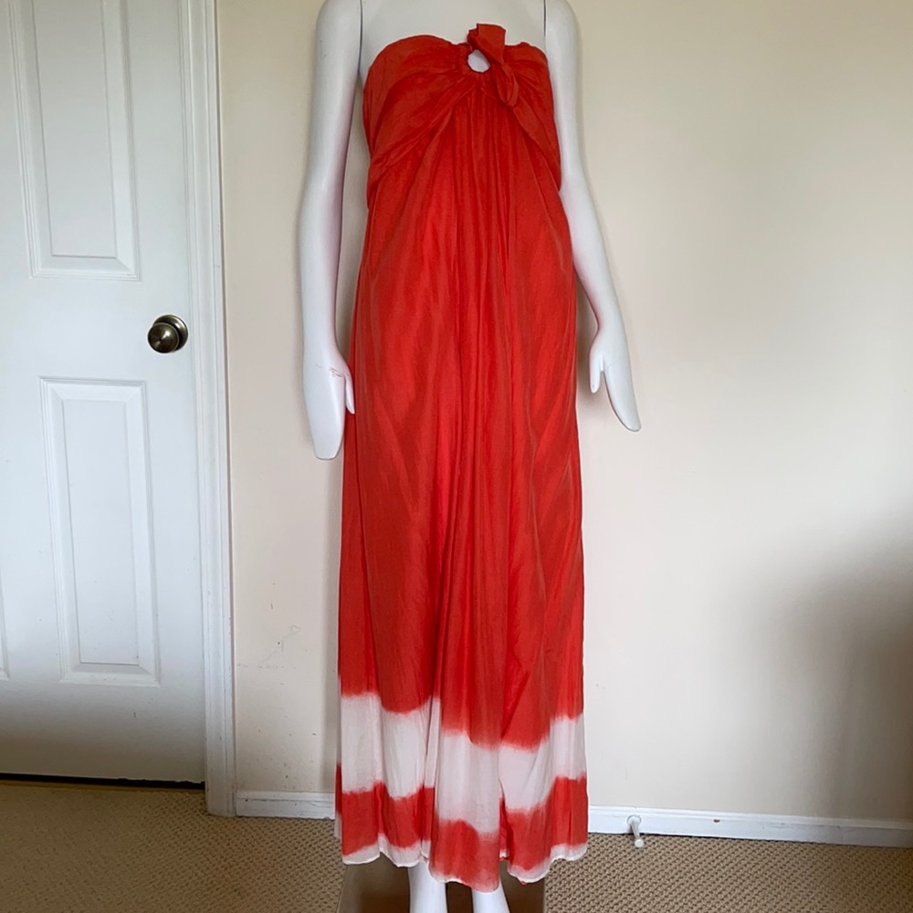Young Fabulous & Broke Maxi Silk Cotton Orange Ombré Dress Small